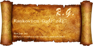 Raskovics Győző névjegykártya